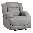 Kate 37 Inch Manual Recliner Chair- Cushions- Gray Microfiber- Solid Wood