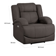 Kate 37 Inch Power Recliner Chair- USB- Brown Microfiber- Solid Wood