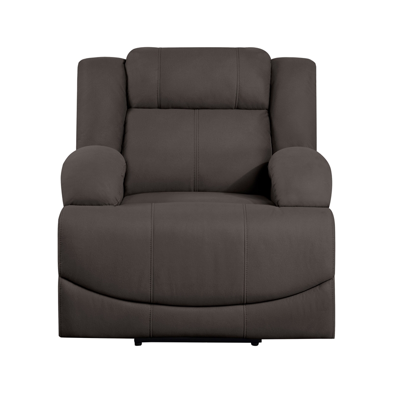 Kate 37 Inch Power Recliner Chair- USB- Brown Microfiber- Solid Wood