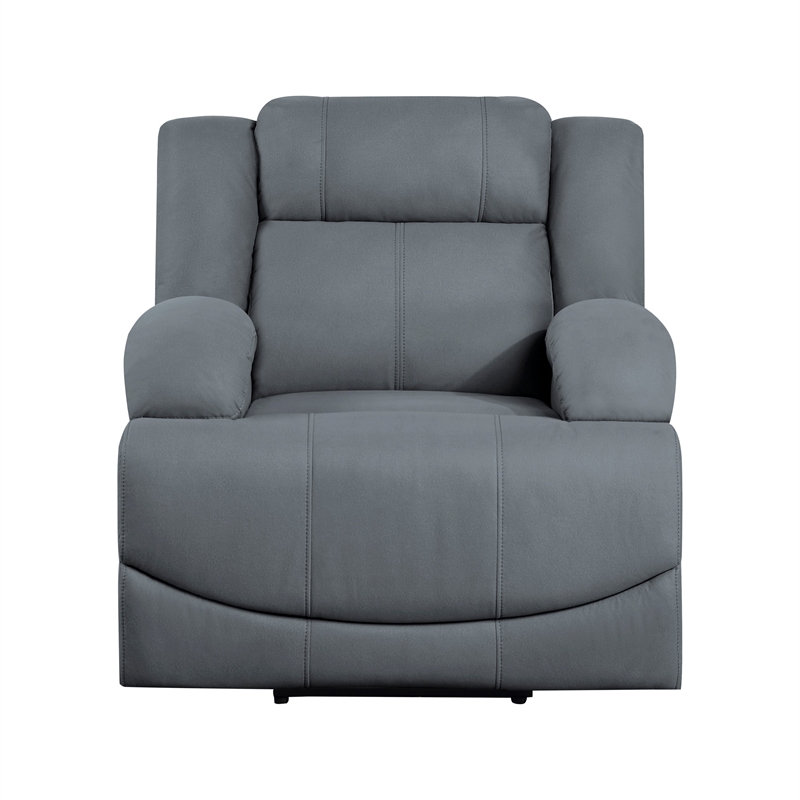 Kate 37 Inch Power Recliner Chair- USB- Blue Microfiber- Solid Wood