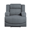 Kate 37 Inch Power Recliner Chair- USB- Blue Microfiber- Solid Wood