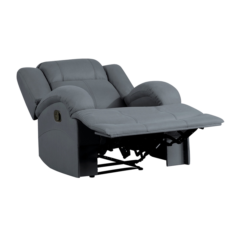 Kate 37 Inch Power Recliner Chair- USB- Blue Microfiber- Solid Wood