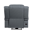 Kate 37 Inch Power Recliner Chair- USB- Blue Microfiber- Solid Wood