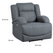 Kate 37 Inch Power Recliner Chair- USB- Blue Microfiber- Solid Wood
