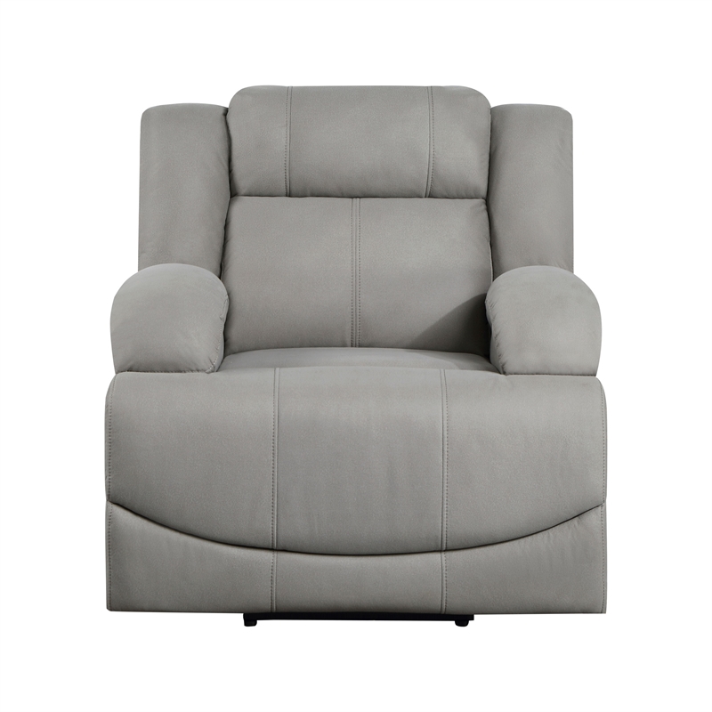 Kate 37 Inch Power Recliner Chair- USB- Gray Microfiber- Solid Wood