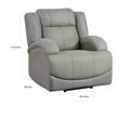 Kate 37 Inch Power Recliner Chair- USB- Gray Microfiber- Solid Wood