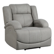 Kate 37 Inch Power Recliner Chair- USB- Gray Microfiber- Solid Wood