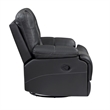 Liam 39 Inch Manual Swivel Glider Recliner Chair- Gray Faux Leather- Wood
