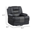 Liam 39 Inch Manual Swivel Glider Recliner Chair- Gray Faux Leather- Wood