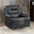 Liam 39 Inch Manual Swivel Glider Recliner Chair- Gray Faux Leather- Wood