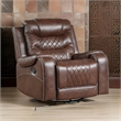 Paul 38 Inch Manual Swivel Glider Recliner Chair- Brown Faux Leather