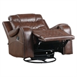 Paul 38 Inch Manual Swivel Glider Recliner Chair- Brown Faux Leather