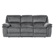 Muir 89 Inch Manual Double Recliner Sofa- Gray- Microfiber- Tufted Back