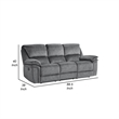 Muir 89 Inch Manual Double Recliner Sofa- Gray- Microfiber- Tufted Back