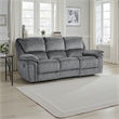 Muir 89 Inch Manual Double Recliner Sofa- Gray- Microfiber- Tufted Back