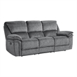 Muir 89 Inch Manual Double Recliner Sofa- Gray- Microfiber- Tufted Back