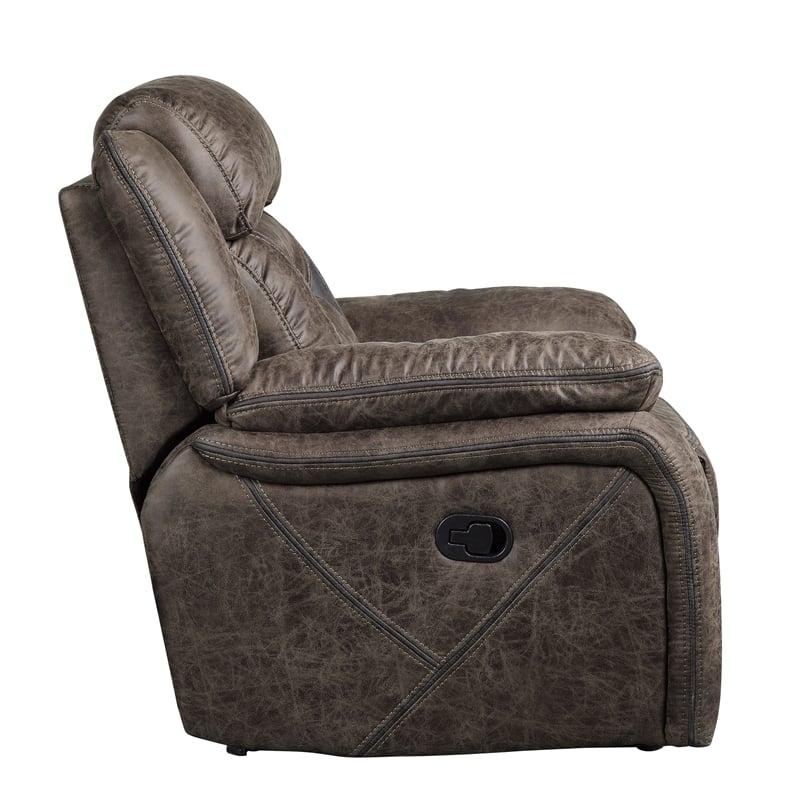 Mady 39 Inch Manual Glider Recliner Chair- Brown Microfiber- Solid Wood