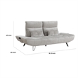 Kyan Adjustable Depth Power Recliner Sofa- Pillows Light Gray Chenille
