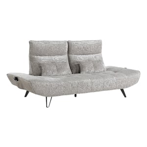 Kyan Adjustable Depth Power Recliner Sofa- Pillows Light Gray Chenille