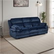 Rexy Manual Double Recliner Sofa- Textured Blue Corduroy- 95 Inch