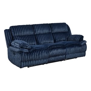 Rexy Manual Double Recliner Sofa- Textured Blue Corduroy- 95 Inch