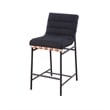 Kive 24 Inch Counter Height Stool Chair- Black Boucle Channel Tufted Seat- Steel
