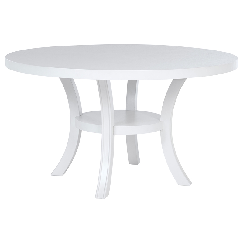Judy 5pc Round Dining Table Set- Flared Legs- Gray Fabric- White Wood