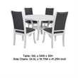 Judy 5pc Round Dining Table Set- Flared Legs- Gray Fabric- White Wood