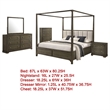Seon 5pc Queen Bedroom Set- Dark Brown Solid Wood- Canopy Style Bed