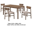 Rida 5pc Dining Table Set w 4 Upholstered Chairs- Natural Walnut Brown