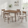Rida 5pc Dining Table Set w 4 Upholstered Chairs- Natural Walnut Brown