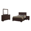 Bello 4pc Queen Size Bedroom Set- Underbed Drawers- Dark Cocoa Brown