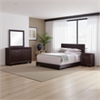 Desy 4pc Queen Size Bedroom Set- Extra Dark Cocoa Brown Faux Leather