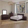 Desy 5pc Queen Size Bedroom Set- Extra Dark Cocoa Brown Faux Leather