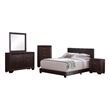Desy 5pc Queen Size Bedroom Set- Extra Dark Cocoa Brown Faux Leather