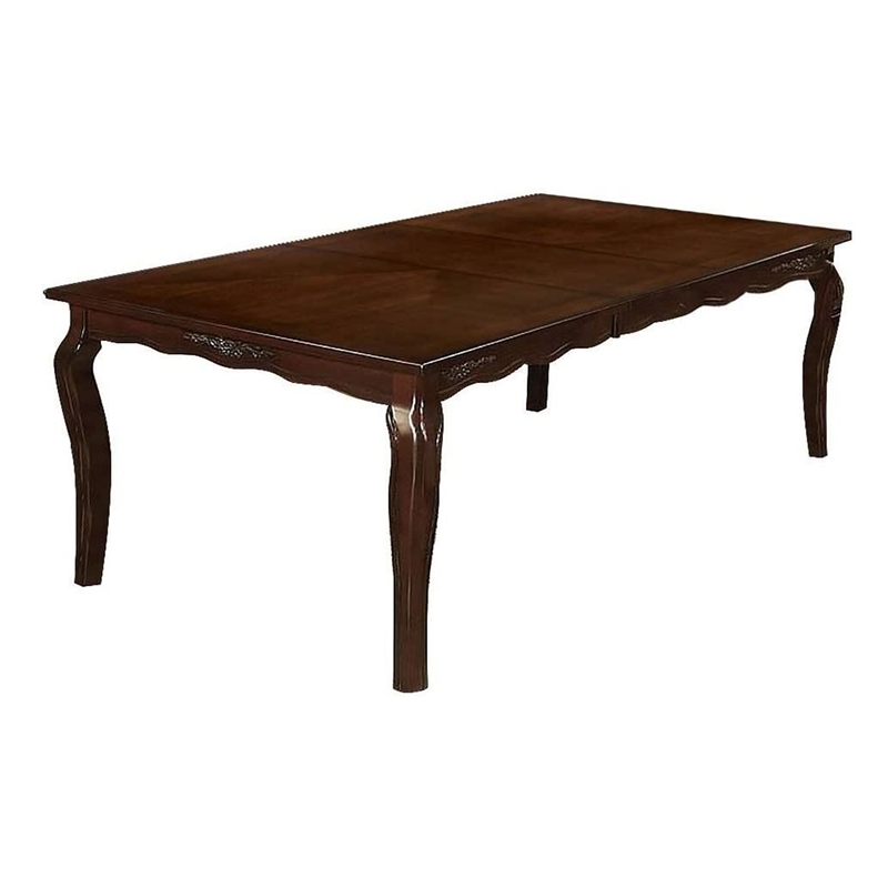Viny 7pc Dining Table Set with 6 Fabric Chairs- Dark Walnut Solid Wood