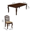 Viny 7pc Dining Table Set with 6 Fabric Chairs- Dark Walnut Solid Wood