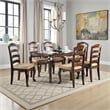 Viny 7pc Dining Table Set with 6 Fabric Chairs- Dark Walnut Solid Wood