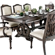 Arca 9pc Dining Table Set with 8 Ivory Fabric Chair- Rustic Solid Wood