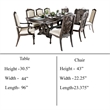 Arca 9pc Dining Table Set with 8 Ivory Fabric Chair- Rustic Solid Wood