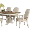 Arca 7pc Dining Table Set with Fabric Chairs- Antique White Solid Wood