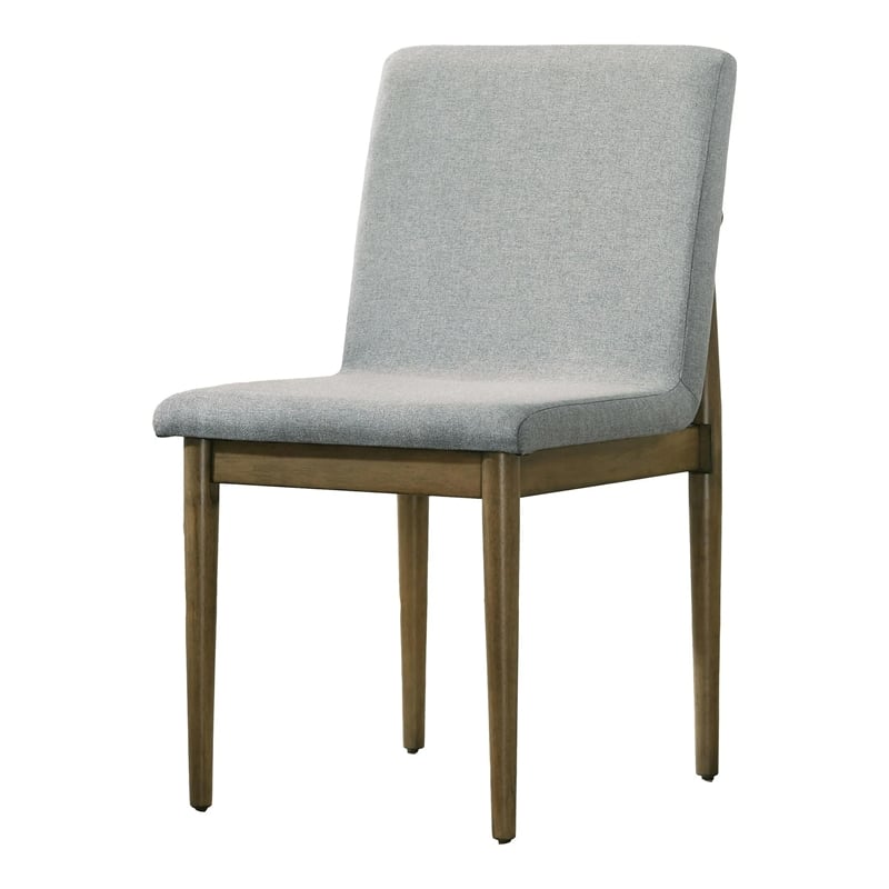 Heln 7pc Dining Table and Chair Set- Light Gray Fabric- Natural Brown