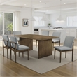 Heln 7pc Dining Table and Chair Set- Light Gray Fabric- Natural Brown