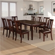 Demy 7pc Dining Table and 6 Chairs Set- Espresso Brown Faux Leather