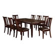 Demy 7pc Dining Table and 6 Chairs Set- Espresso Brown Faux Leather