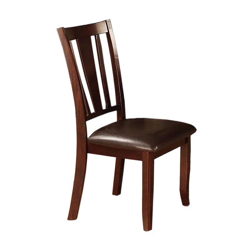 Demy 7pc Dining Table and 6 Chairs Set- Espresso Brown Faux Leather