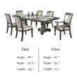 Ena 7pc Dining Table Set- Gray Faux Leather- Extendable 79-103 Inch