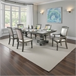Ena 7pc Dining Table Set- Gray Faux Leather- Extendable 79-103 Inch
