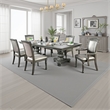 Ena 9pc Dining Table Set- Gray Faux Leather- Extendable 79-103 Inch