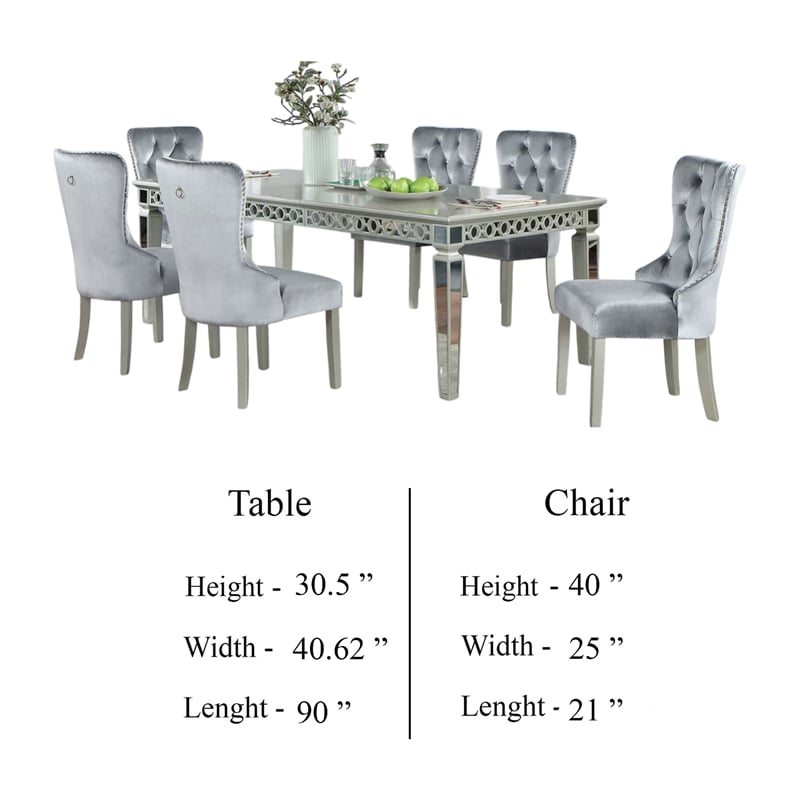 Ada 7pc Dining Table and Chair Set- 72-90 Inch Extendable Top- Gray
